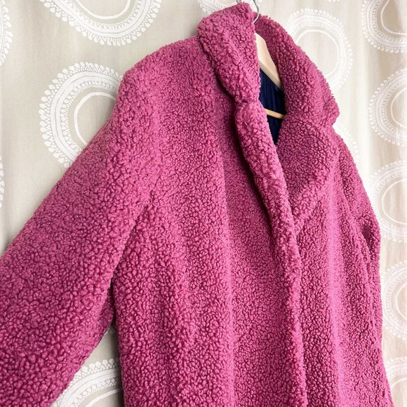 J. Crew Teddy sherpa winter coat in dark rose - Picture 4 of 11